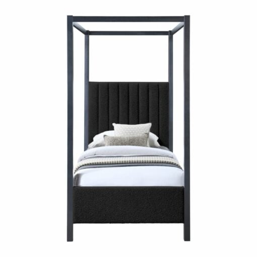 Kelly Boucle Fabric Twin Bed In Black