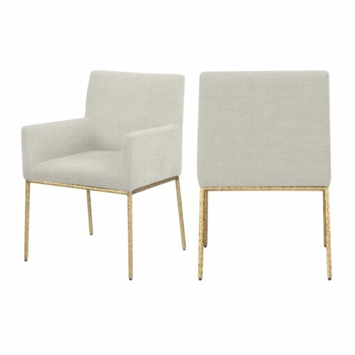 Reeves Chenille Fabric Dining Chair In Cream