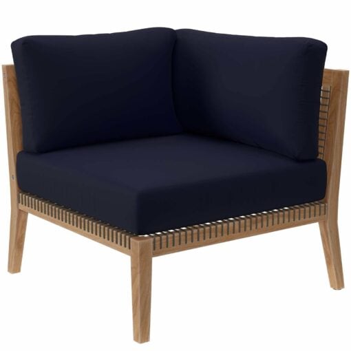 Clearwater Outdoor Patio Teak Wood Sofa In Gray Navy - Image 3