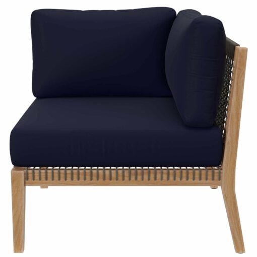 Clearwater Outdoor Patio Teak Wood Sofa In Gray Navy - Image 5