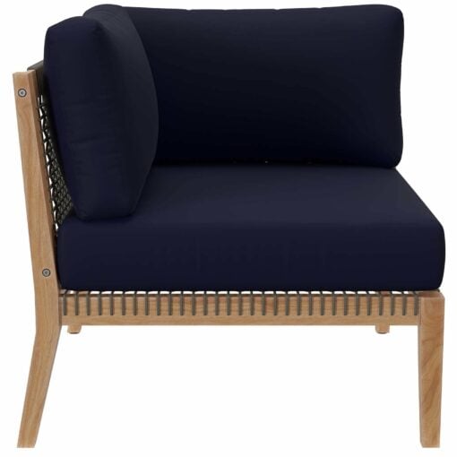 Clearwater Outdoor Patio Teak Wood Sofa In Gray Navy - Image 4