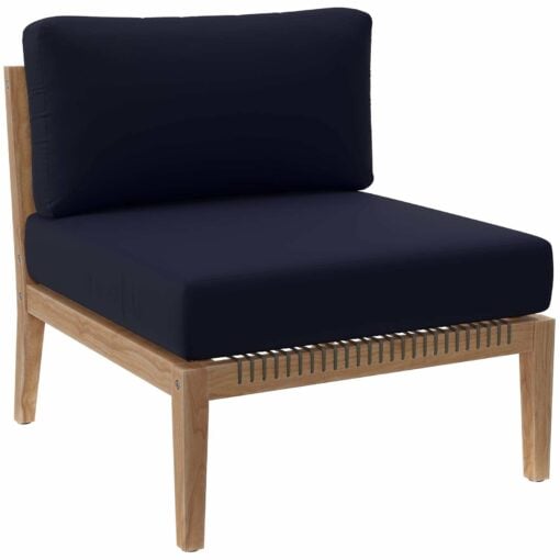 Clearwater Outdoor Patio Teak Wood Sofa In Gray Navy - Image 7