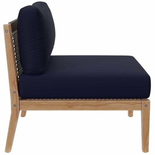 Clearwater Outdoor Patio Teak Wood Sofa In Gray Navy - Image 8