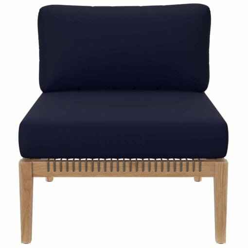 Clearwater Outdoor Patio Teak Wood Sofa In Gray Navy - Image 6