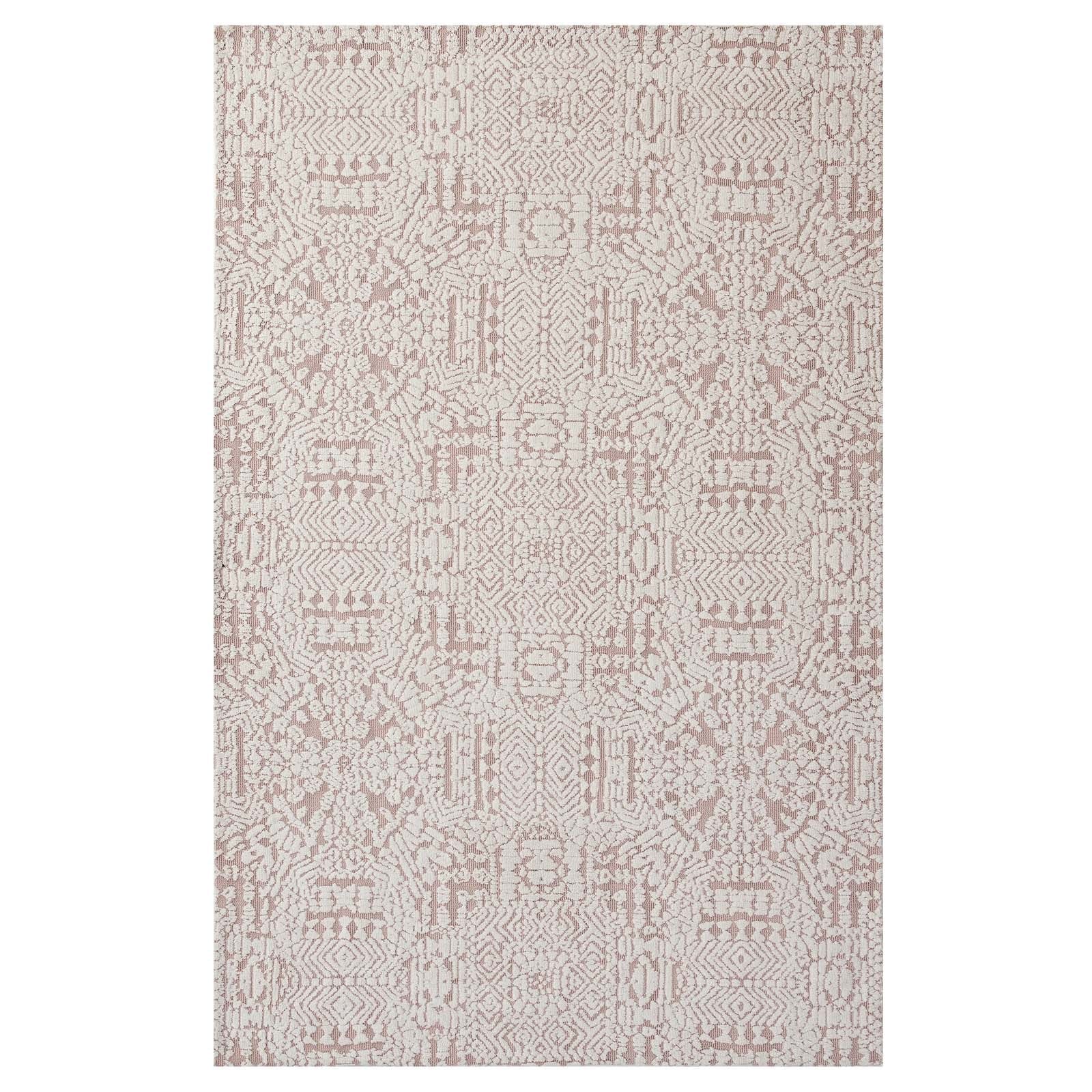 Javiera Contemporary Moroccan Area Rug In Ivory and Cameo Rose 8' x 10'