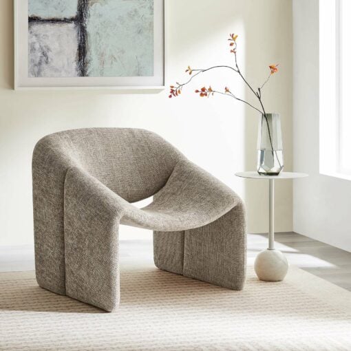 Vivi Chenille Upholstered Accent Chair In Khaki - Image 7