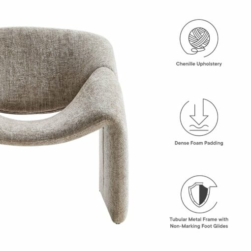 Vivi Chenille Upholstered Accent Chair In Khaki - Image 5