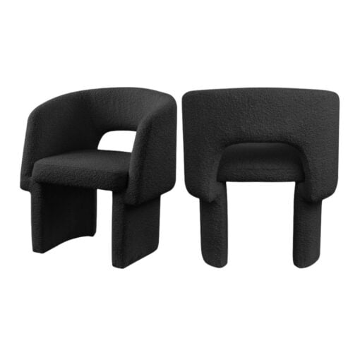 Emmet Boucle Fabric Dining Chair / Accent Chair In Black - Image 2