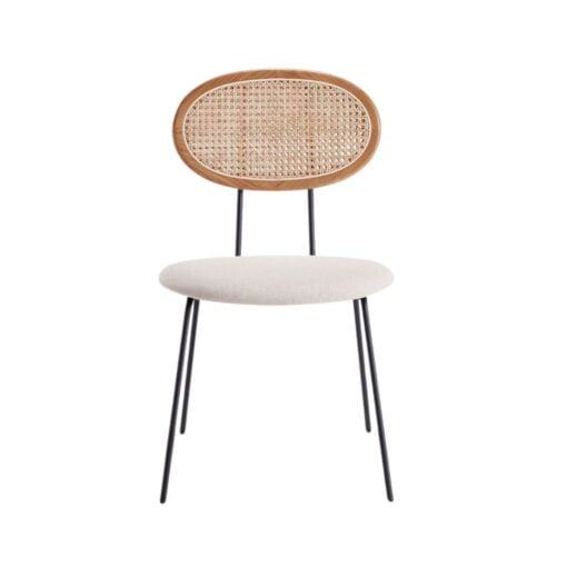 Jardin Dining Chair in Nature Cane and Oatmeal Upholstered Seating - Set of 2 - Image 2