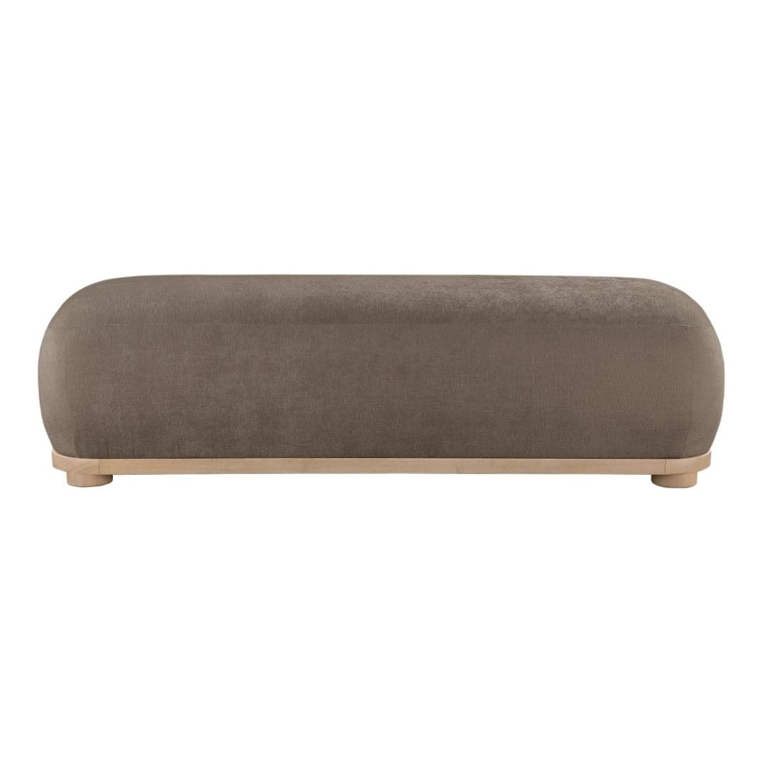 Calum Chenille Fabric Bench In Brown Hyme Furniture