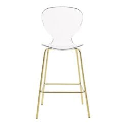 Clarion Lucite Seat And Metal Base Counter Stool In Gold