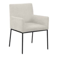Alternative view of Reeves Chenille Fabric Upholstered Dining Arm Chair In Cream