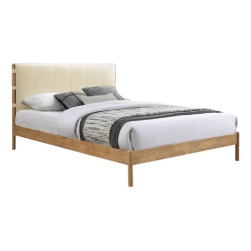 Asher Vegan Leather Upholstered King Bed In Cream - Image 2