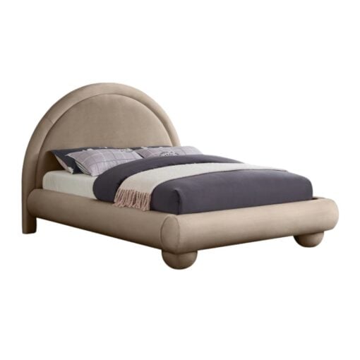 Madrid Velvet Upholstered King Bed In Taupe - Image 2