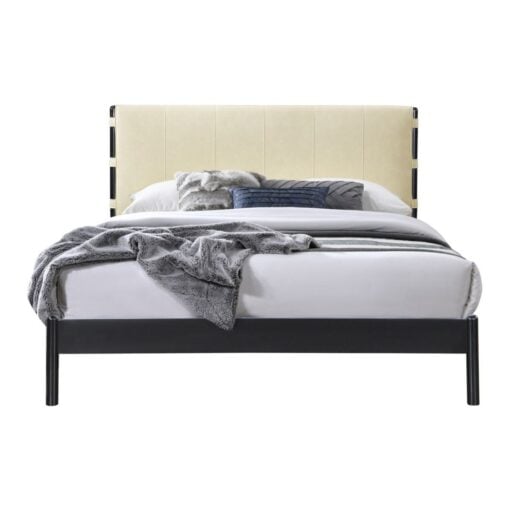 Abigail Vegan Leather Upholstered King Bed In Cream