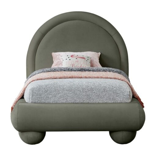 Madrid Velvet Upholstered Twin Bed In Green