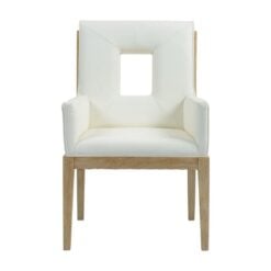 Gwendolyn Vegan Leather Dining Arm Chair In Cream