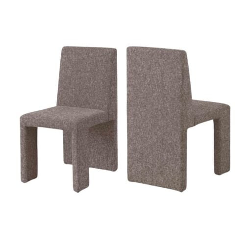 Benson Linen Textured Fabric Dining Chair In Brown