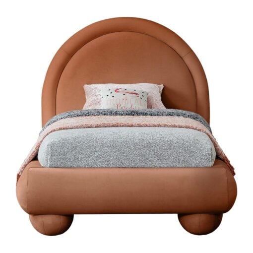 Madrid Velvet Upholstered Twin Bed In Cognac
