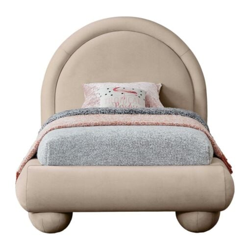 Madrid Velvet Upholstered Twin Bed In Taupe