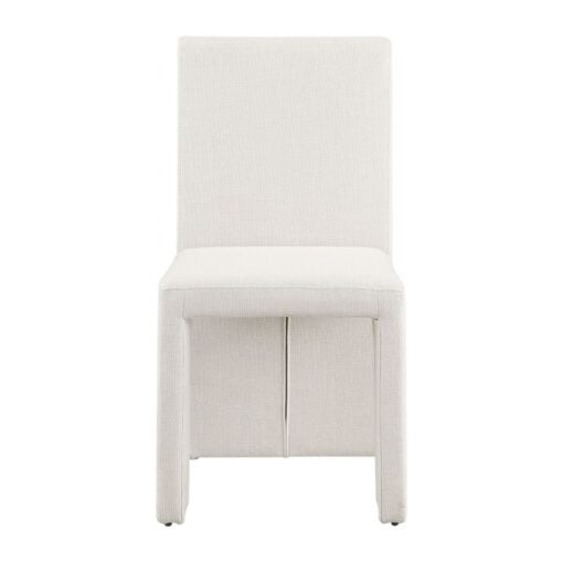 Benson Linen Textured Fabric Dining Chair In Cream - Image 2