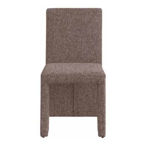 Benson Linen Textured Fabric Dining Chair In Brown - Image 2