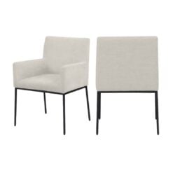 Reeves Chenille Fabric Dining Chair In Cream