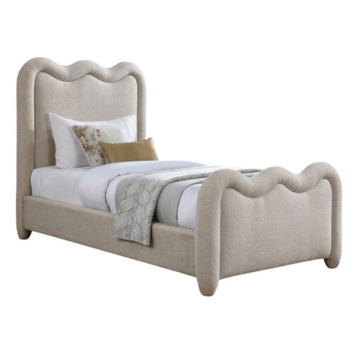 Gavin Chenille Fabric Upholstered Twin Bed In Beige - Image 2