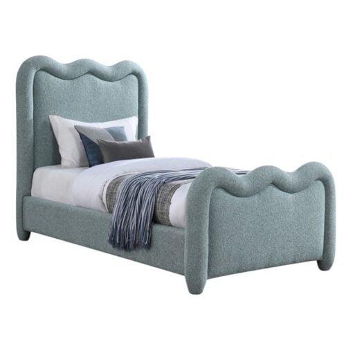 Gavin Chenille Fabric Upholstered Twin Bed In Blue - Image 2