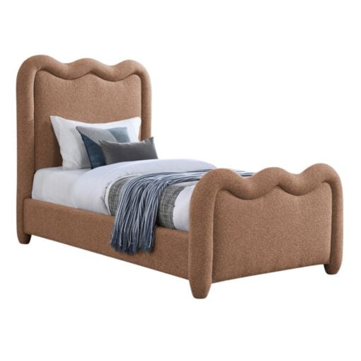 Gavin Chenille Fabric Upholstered Twin Bed In Cognac - Image 2