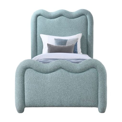 Gavin Chenille Fabric Upholstered Twin Bed In Blue