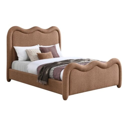 Gavin Chenille Fabric Upholstered Full Bed In Cognac - Image 2