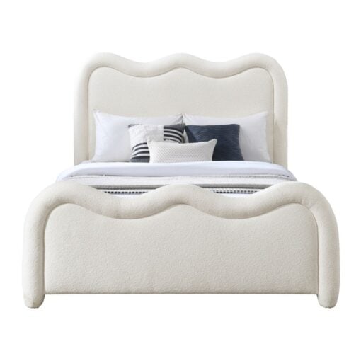 Gavin Chenille Fabric Upholstered Full Bed In Cream
