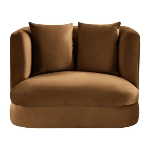 Alder Velvet Upholstered Accent Chair In Saddle