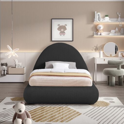 Rudy Teddy Fabric Twin Bed In Black - Image 8
