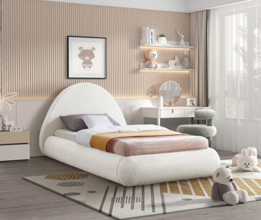 Rudy Teddy Fabric Twin Bed In Cream - Image 9