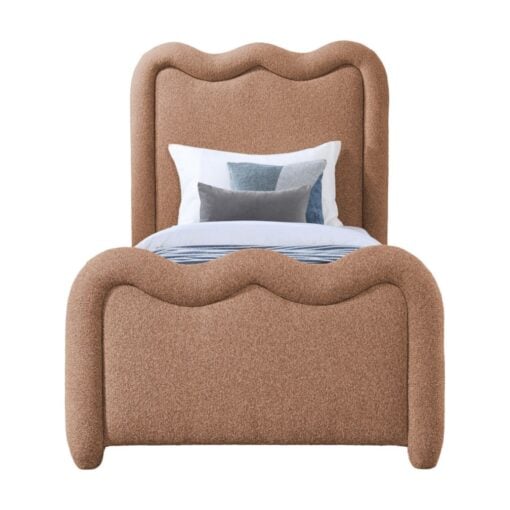 Gavin Chenille Fabric Upholstered Twin Bed In Cognac