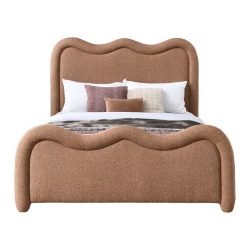 Gavin Chenille Fabric Upholstered Full Bed In Cognac