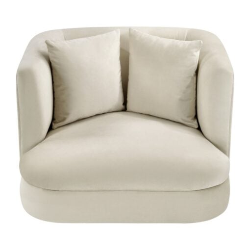 Alder Velvet Upholstered Accent Chair In Cream - Image 2