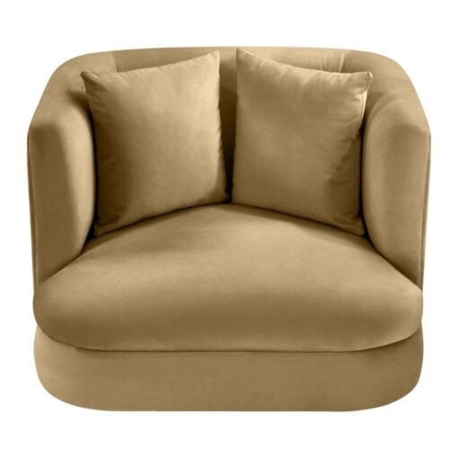 Alder Velvet Upholstered Accent Chair In Camel - Image 2