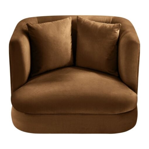 Alder Velvet Upholstered Accent Chair In Saddle - Image 2