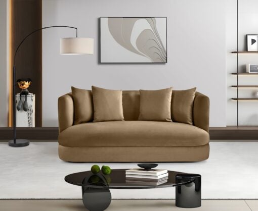 Alder Velvet Upholstered Loveseat In Beige - Image 13
