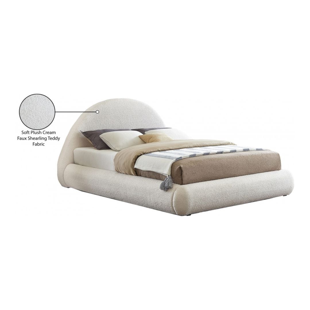 Rudy Teddy Fabric Queen Bed In Cream - Image 6