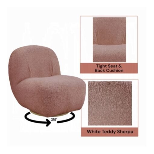 Yedaid Accent Chair with Swivel In Pink - Image 6