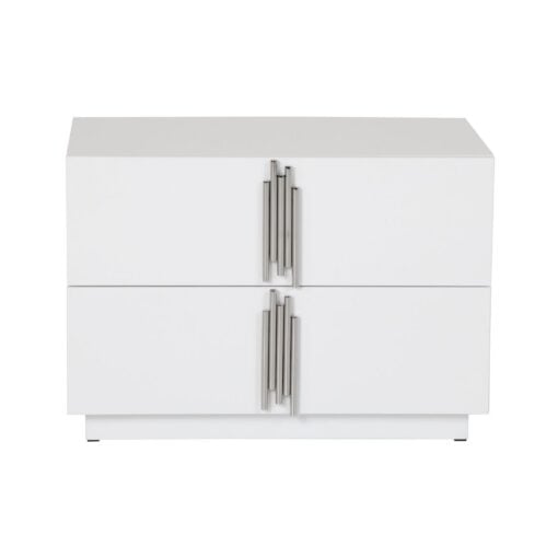 Modrest Token - Modern White & Stainless Steel Large Nightstand