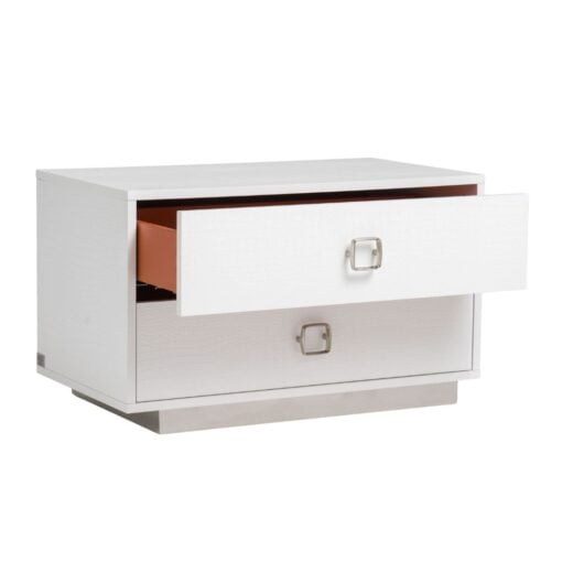 A&X Victoria Modern White Crocodile Nightstand - Image 3
