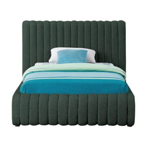 Nash Boucle Fabric Twin Bed In Green