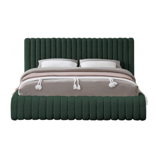 Nash Boucle Fabric Queen Bed In Green