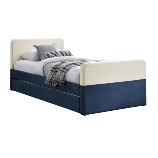 Ivy Velvet Upholstered Twin Bed In Navy - Image 2