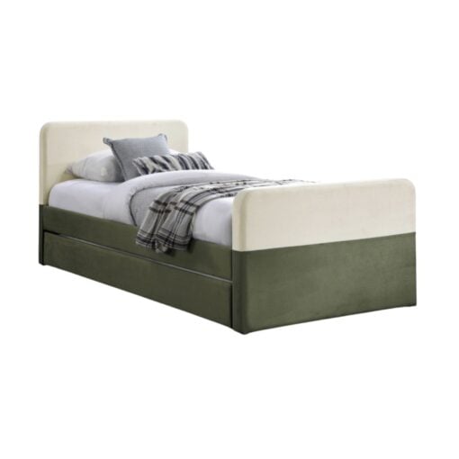Ivy Velvet Upholstered Twin Bed In Green - Image 2